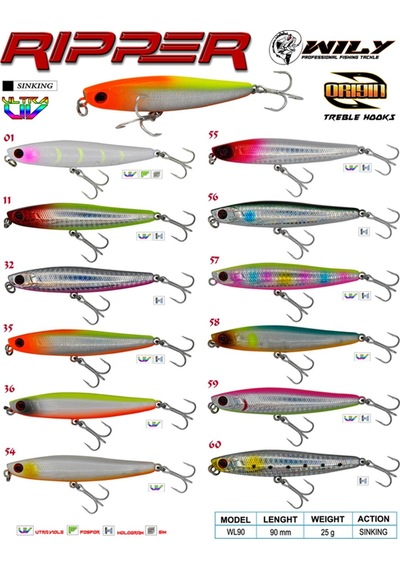 Wily Ripper 90S 90 mm 25 gr Sinking Jig Yem