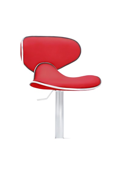 Bürocci Zen Bar Taburesi - Kırmızı Modern Deri Metal Ataklı Yüksek Tezgah Sandalyesi - 9549s0511 Kırmızı