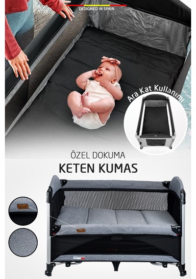 Baby Home 620 Lora-co 70x110 Bebek Oyun Parkı  Anne Yanı Beşik