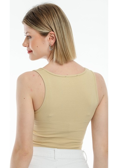 Kadın Crop Örme Atlet-tişort Spr21y19 001