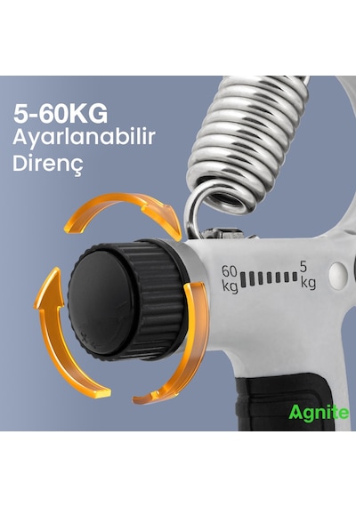 Agnıte Ayarlanabilir Mekanik Sayaçlı El Yayı Güç Artırıcı Siyah