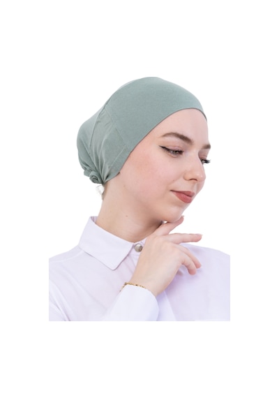 Modish Group Pratik Bone Pamuklu Tesettür İç Bone, Başörtüsü İçin Hazır Viskon Şapka, Namaz Günlük Kullanım İçin Açık Yeşil