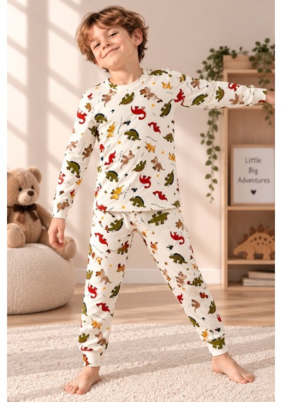 Free Beka Desenli Bisiklet Yaka %100 Pamuklu İnterlok Kumaş Erkek Çocuk Uzun Kollu Pijama Takımı Çok Renkli Free Beka Desenli Bisiklet Yaka %100 Pamuklu İnterlok Kumaş Erkek Çocuk Uzun Kollu Pijama Takımı Çok Renkli