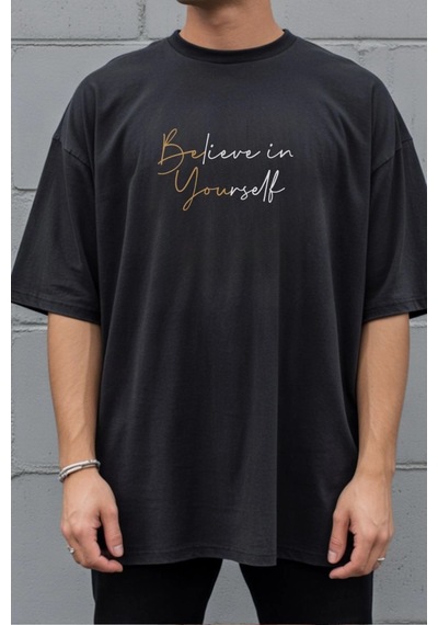 Freedom Store Unisex Oversize 24/1 Penye Dtf Baskılı Tişört - Dtf279 Siyah