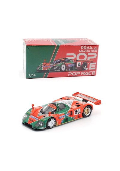 Pop Race 1:64 Mazda 787b Renown No.55 1991 Le Mans Winner Diecast Model Araba Pr64-301 Yeşil