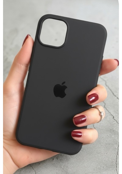 Iphone 11 Uyumlu Kılıf Logolu Lansman Soft Yumuşak Içi Kadife Silikon Kapak Siyah