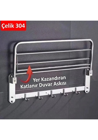 Raflı Havluluk Oval Köşeli Model 60 Cm Ss304 Paslanmaz Çelik Renk Parlak Krom