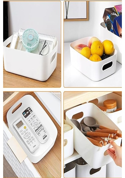 2 Adet Beyaz 3.5 Litre Basic Dolap Içi, Buzdolabı Düzenleyici, Banyo Organizer Sepet Beyaz
