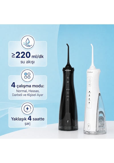 Npo Nicefeel Fc5610 Şarjlı Taşınabilir Ağız Duşu 4 Modlu 280 Ml Ipx7 Diş Teli Ve Protez Bakımı Siyah