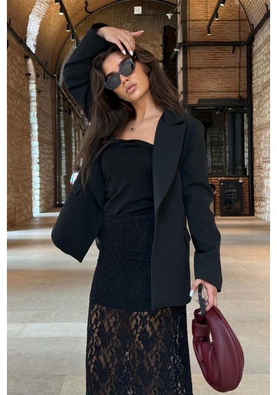 Madmext Siyah Astarlı Kadın Blazer Ceket Mg2508 Siyah