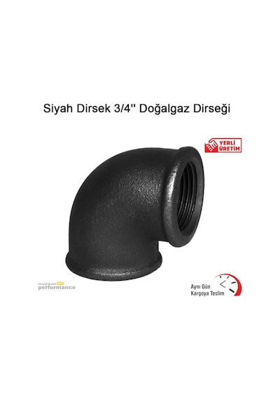 Siyah Dirsek 3/4'''' Doğalgaz Dirseği