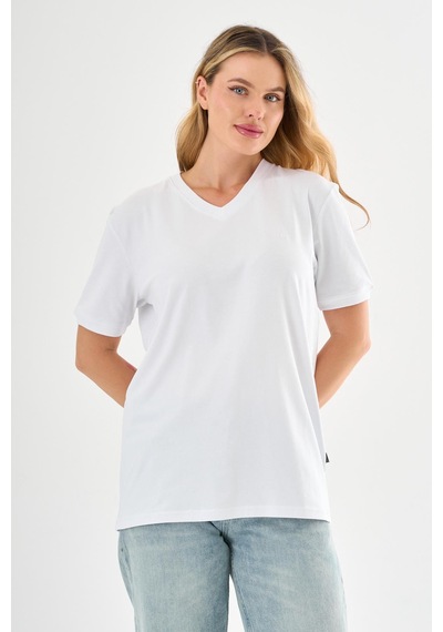 Pierre Cardin V Yaka Basic T-shirt Beyaz