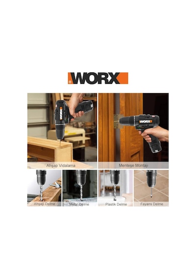 Worx WX121 12 V 2.0 AH Li-ion Çift Akülü Kömürsüz Darbeli Matkap + 5 Parça Aksesuar