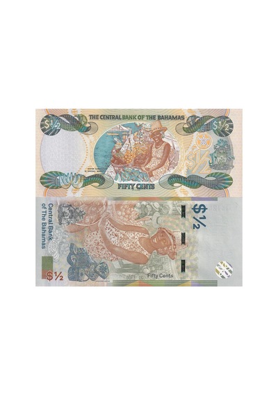 Bahamalar 2001-2019 Yılı Yarım Cent 2 Farklı Yabancı Kağıt Para Seti 2'li Çil Unc Koleksiyon Para
