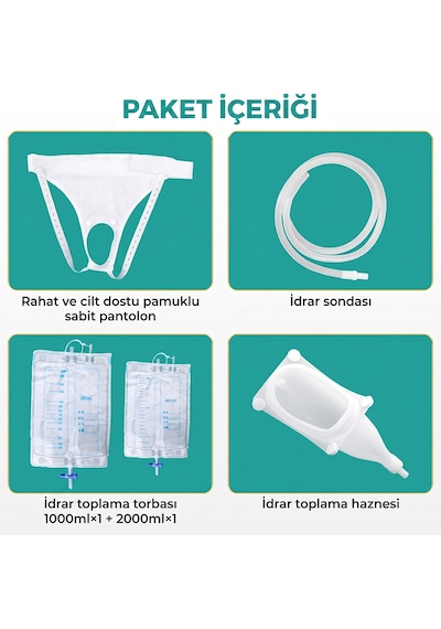 İçin Portatif Idrar Toplama Torbası Seti Konforlu Idrar Külodu 1000ml/2000ml Torbalı Tek Ebat