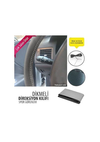 Dikmeli Direksiyon Kılıfı Siyah Beyaz Kırmızı Gri Bej Dikişli