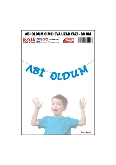 Abi Oldum Simli Eva Uzar Yazı - 80 Cm Mavi