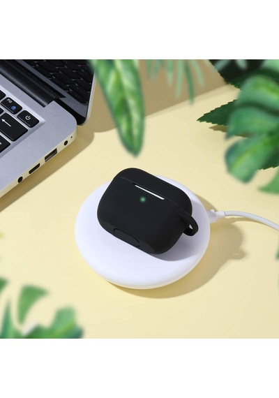 Airpods Pro 1.nesil İle Uyumlu Kılıf, Tam Koruyuculu Yumuşak Silikon Kılıf, Airpod Pro 1.nesil İçin Tasarlanmış Kapak Kılıfı, Anahtarlıklı Kablosuz Ve Kablolu Şarj Özellikli Kılıfı, Siyah