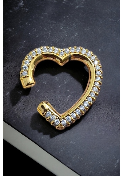 Zirkon Taşlı Kalp Earcuff Çok Renkli
