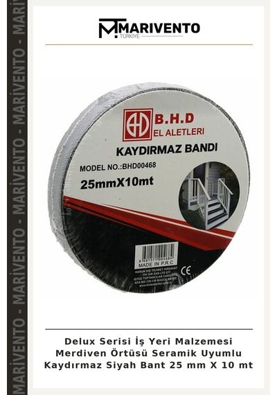 Delux Serisi İş Yeri Malzemesi Merdiven Örtüsü Seramik Uyumlu Kaydırmaz Siyah Bant 25 Mm X 10 Mt