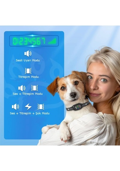 Hopdiye T394 Köpek Havlama Tasması Şarjlı, Suya Dayanıklı, Uyarı Seçimli, Eğitim Tasması, Havlama Önleyici Ta Çok Renkli