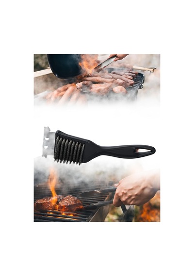 Lexroo Paslanmaz Çelik Mangal Temizlik Fırçası Ergonomik Saplı 2 Si 1 Arada Barbekü Izgara
