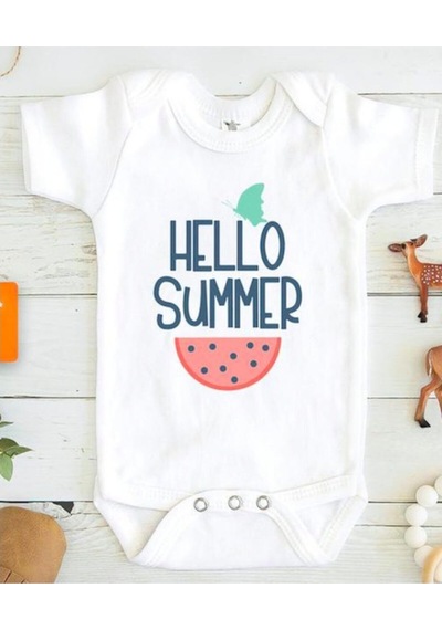 Tuğbababy Baby Hello Summer Baskılı Bebek Zıbını Kız Erkek (533427276) Beyaz