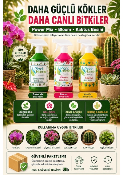 Bitki Besini Üçlü Set Power Mix Bloom Kaktüs 3x500 ml