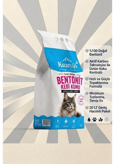 Kuzeylife Bentonit Kedi Kumu Aktif Karbon 20 Lt