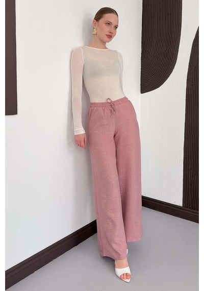 Verymoda Keten Pantolon D2381 Pudra