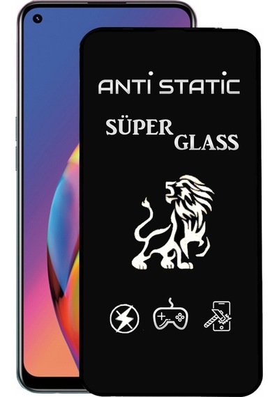 Oppo Uyumlu A94 Tam Kaplayan Anti Statik Dayanıklı Ekran Koruyucu Süper Cam