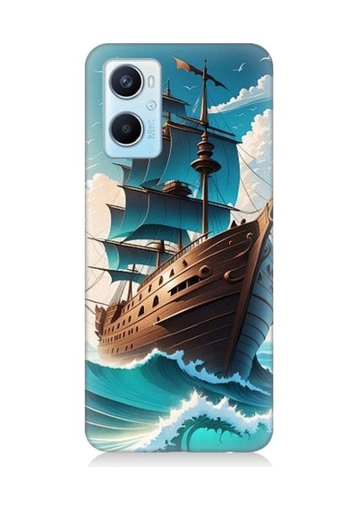 Oppo A96 Uyumlu Yelkenli Calyon Gemi Desenli Silikon Kılıf