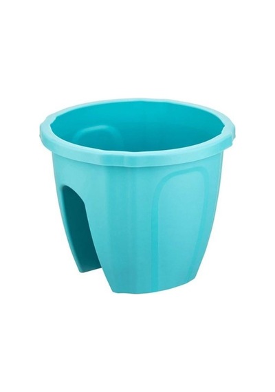 Omnipazar Sy-5712 Opal Yuvarlak Balkon Küpeşte Saksı 7.5 Litre Turkuaz