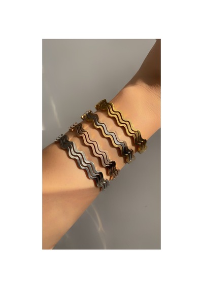 Çelik Rose Gold Zigzag Glorya Kelepçe -kararma Yapmaz Altın 10std Paslanmaz Çelik Pembe