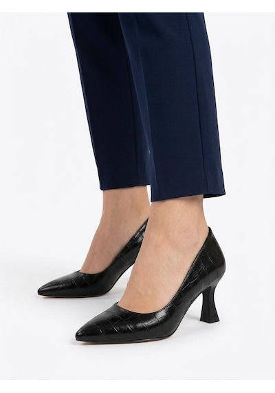 Asmi Shoes Kadın Flora Siyah Kroko 6 Cm İnce Topuklu Stiletto