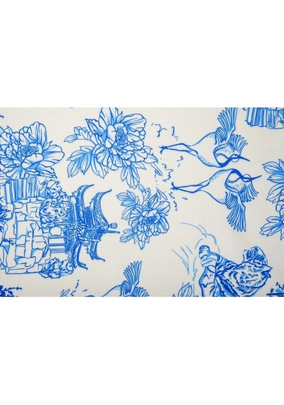 Festival Baskılı Kumaş Kreme Mavi Kırlent Kılıfı 45x45 Cm - 1439 45 x 45