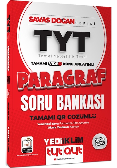 Yediiklim Yayınları 2025 Tyt Savaş Doğan Serisi Tamamı Video Konu Anlatımlı Qr Çözümlü Paragraf Soru Bankası
