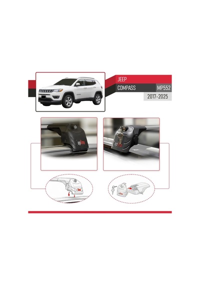 Jeep Compass 2017 Ve Sonrası İle Uyumlu Ace-2 Ara Atkı Tavan Barı Gri 2 Adet Diğer