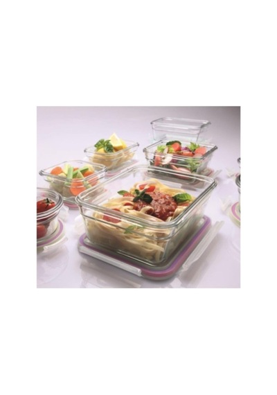 Kare Cam Saklama Kabı, 490 Ml, 3'lü Set, Şeffaf