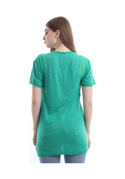 Kadın Yeşil Kol Çevresi Detaylı T-Shirt
