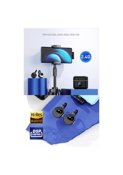 Kablosuz Mini Yaka Mikrofonu Çiftli Set Type-c & İphone Uyumlu Siyah Siyah
