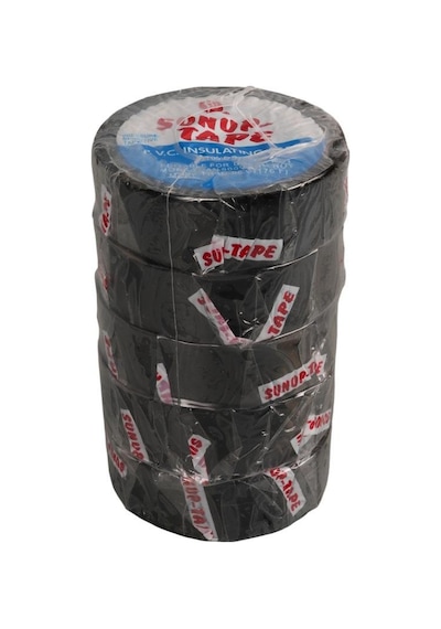 Sunup Sn-27918 Siyah 0.13x18 Mm İzole Pvc Elektrikçi Bant 5 Li Paket İzola Band Elektrik Bantı
