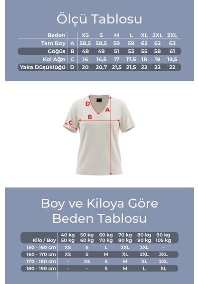 Goffra Kadın Vision V Yaka Premium Kalite Yoğun Dokulu Pamuklu T-shirt Krem W102-r0220-02