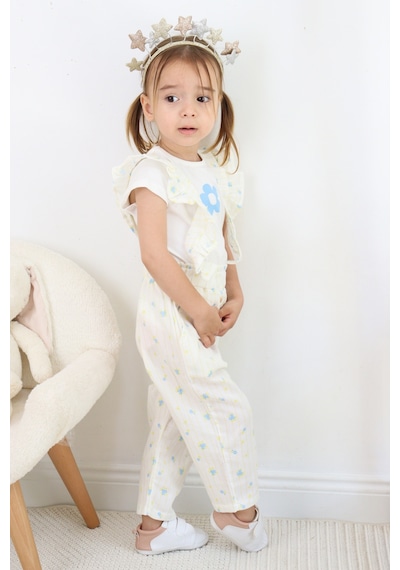 Harika Kids Kız Bebe&çocuk Keten Kumaş Sapolet Takım 001
