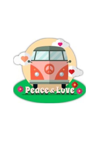 Bay Etiket Wwv4 Peace & Love Hippi Sticker