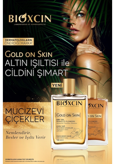 Gold On Skin Kuru Yağ 100 ml Sprey Doğal, Cilt & Saç İçin Besleyici, Nemlendirici Yağ, Monoi Kokulu