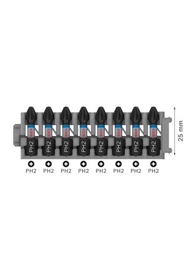 Professional Accessories Aksesuar 2608522324 8 Parça Tornavida Seti Yıldız Impact Control, 8 X Ph2 Uç Uzunluğu: 25