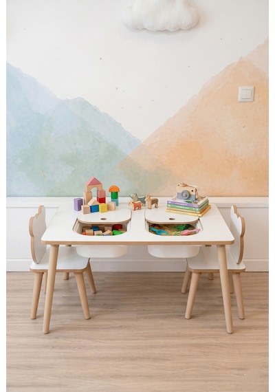 Montessori Çocuk Masası-oyun Masası-aktivite Masası-etkinlik Masası Takımı 2 Panda Sandalye Byzpnd Beyaz Montessori Çocuk Masası-oyun Masası-aktivite Masası-etkinlik Masası Takımı 2 Panda Sandalye Byzpnd Beyaz