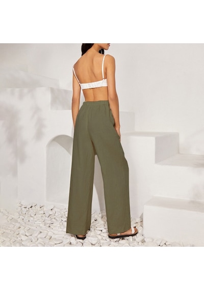 Keten Günlük Pantolon Beli Bağcıklı 001