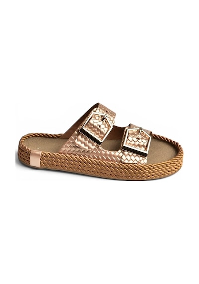 Fox Shoes U596030209 Bronz Örgü Görünümlü Kadın Terlik